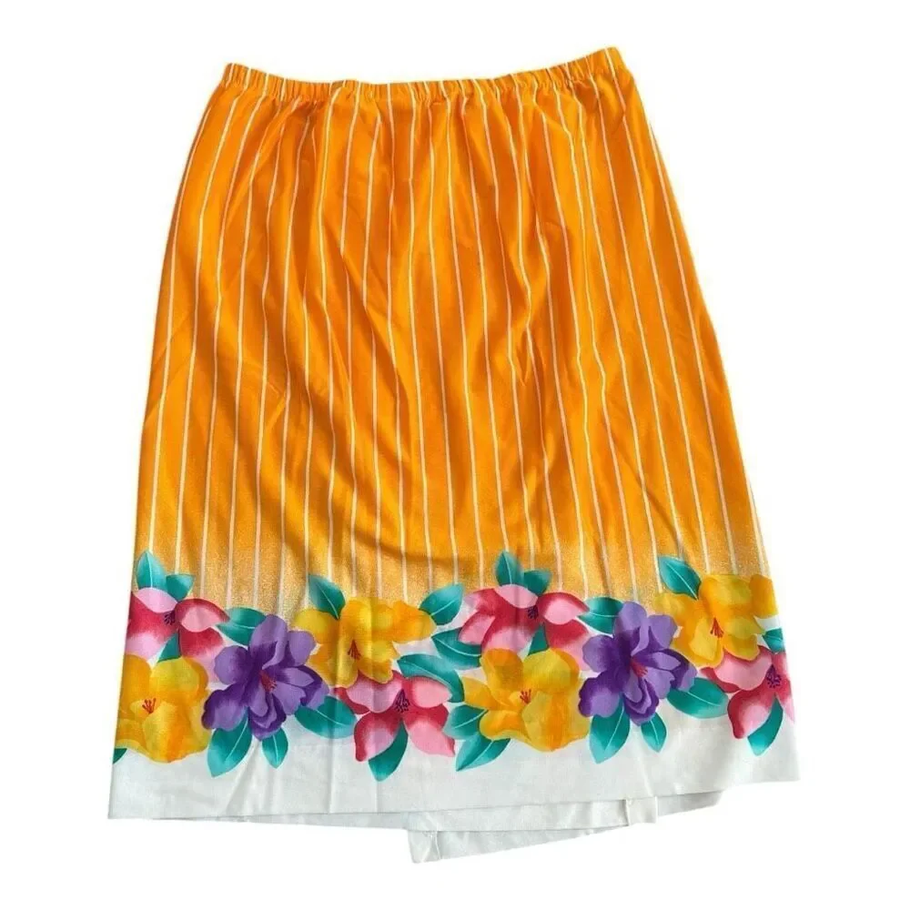 Vintage Floral Fiesta Wrap Skirt Sateen Sz M